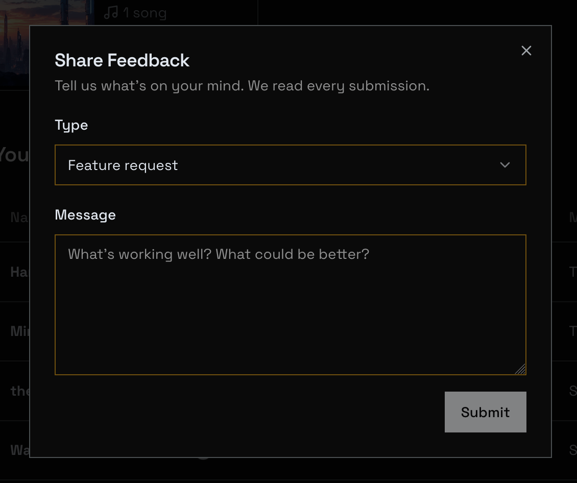 Feedback Modal