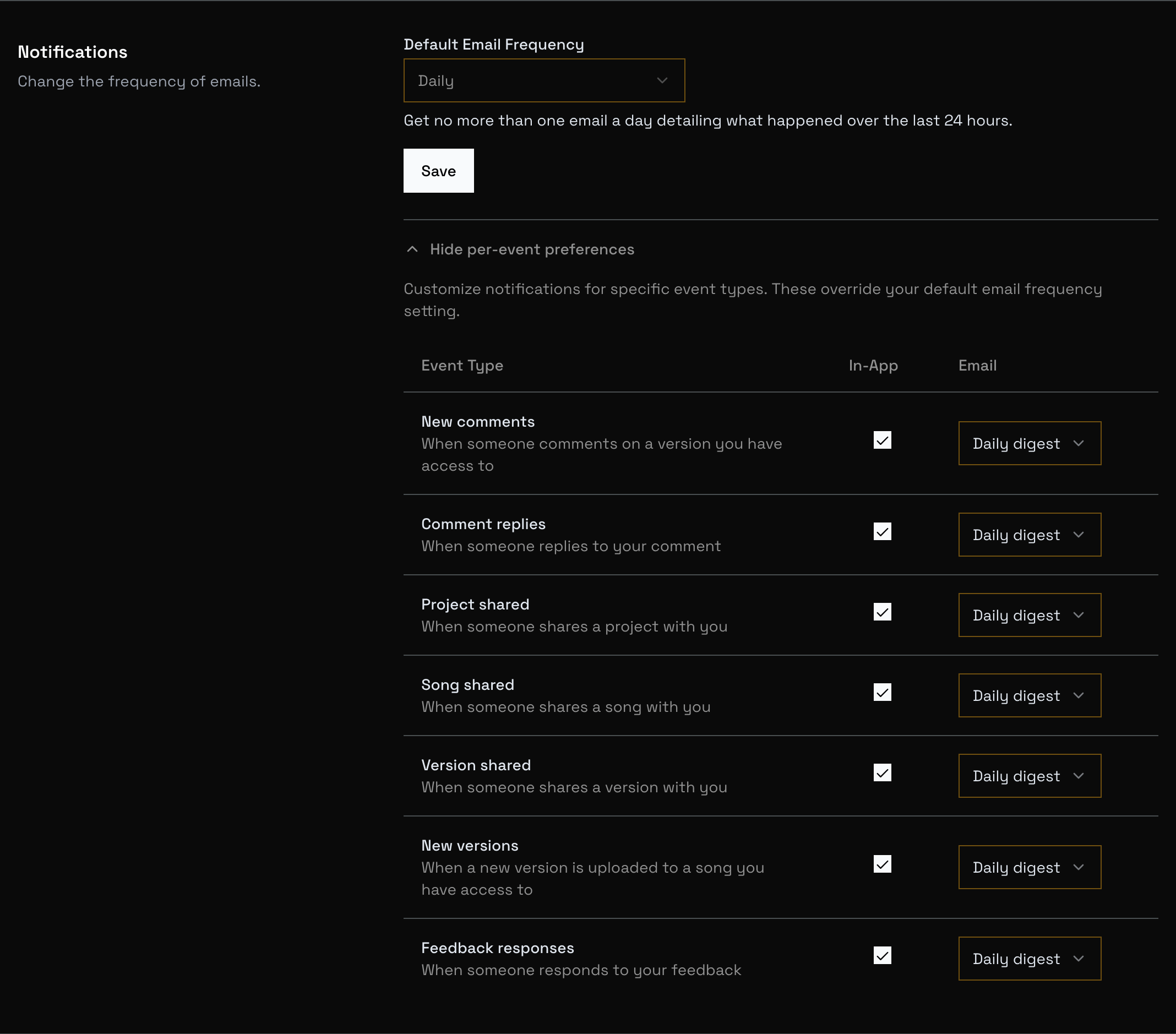 Notification Preferences