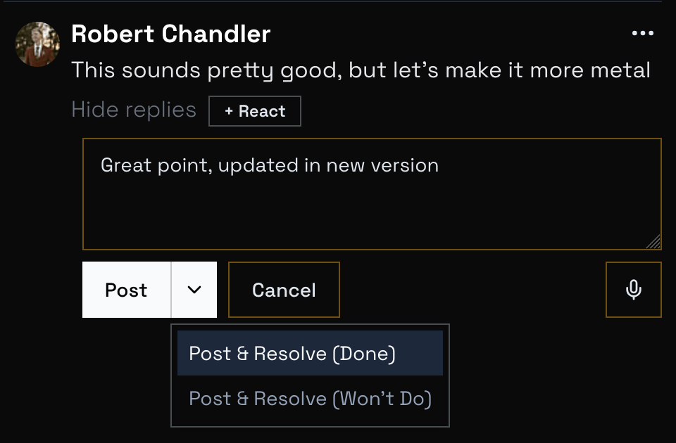 Resolve On Reply